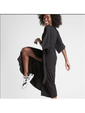 NEW! Athleta Calistoga Wrap Dress Black Size Small